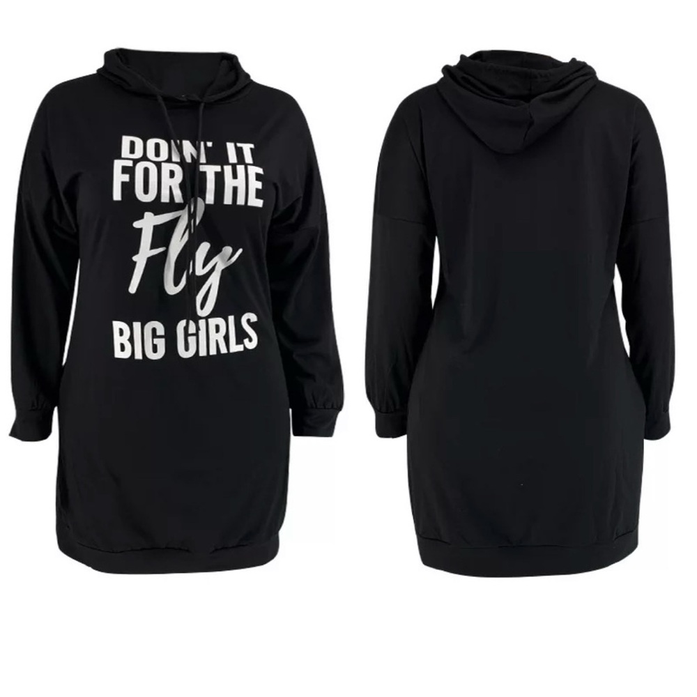 Black Graphic Hoodie Dress